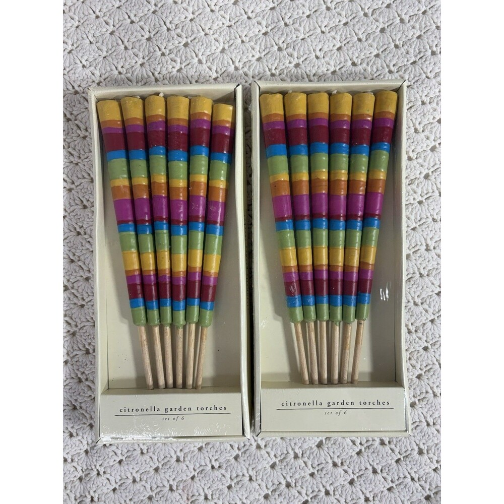 Lot Of 2 Pier 1 Citronella Garden Torches Candles 6 pack Outdoor Only NOS